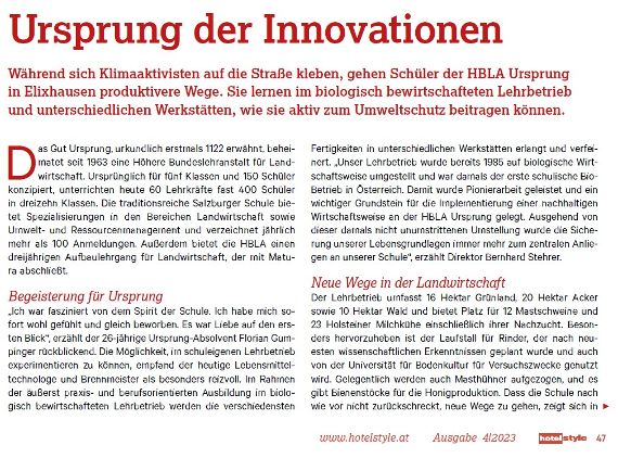 Titelseite von Zeitungsartikel Ursprung der Innovationen