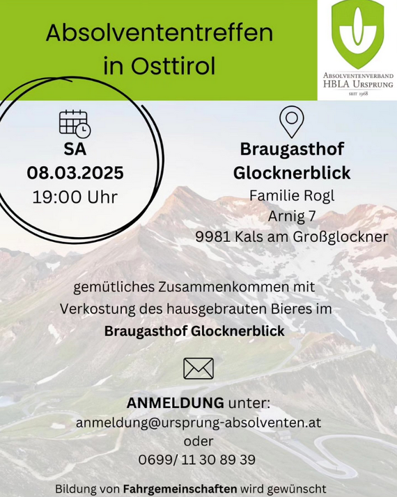 Einladung für Treffen in Osttirol
